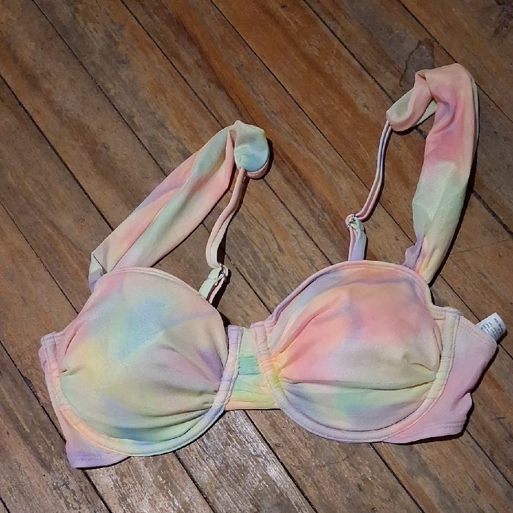 Pastel Tie-Dye Underwire Bikini Top - Pastel Multicolor